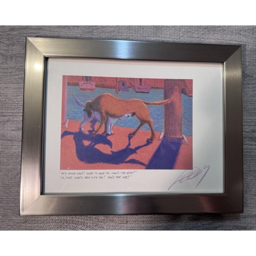 1996 Jeff Leedy Signed Dog Art Print "Hey Howya Doin" Funny Framed 11x14 - Picture 8 of 16
